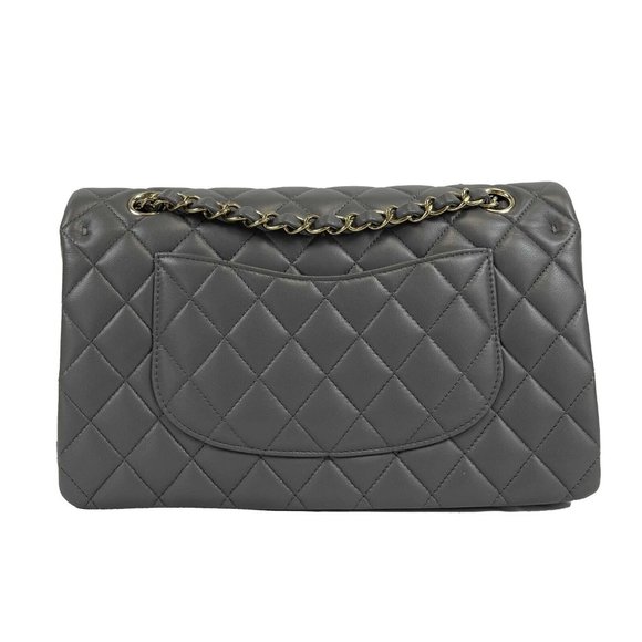 CHANEL - NEW 22A Classic Medium Double Flap Dark Grey CC Shoulder Bag - Picture 5 of 12